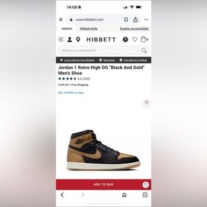 Jordan 1 Retro High OG Black Gold Sneakers